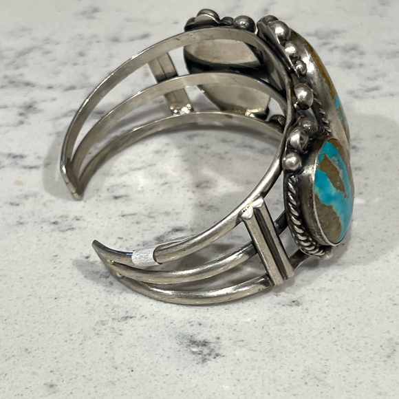 Native American Kingman Mine Turquoise Bracelet by Augustine Largo - Picture 3 of 9